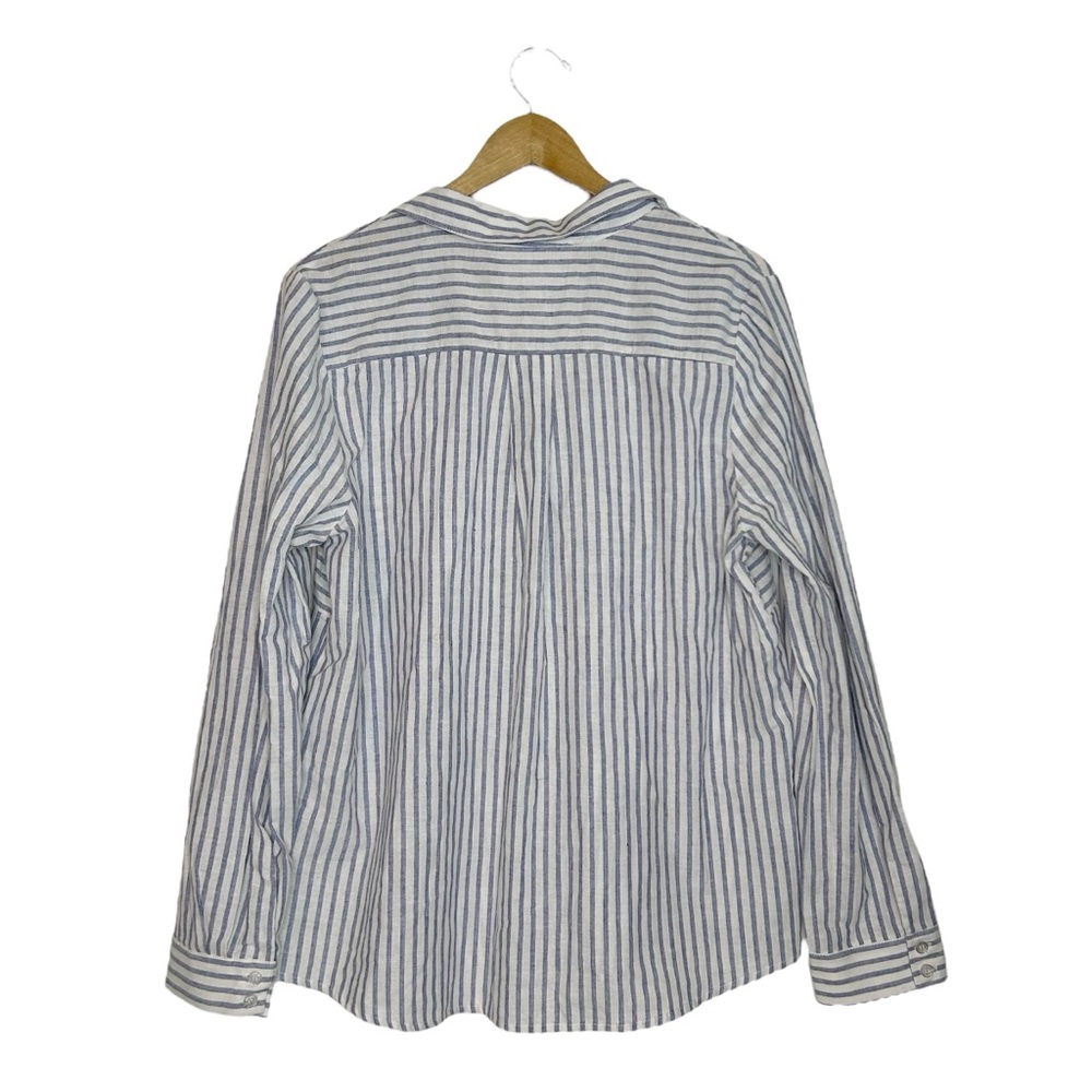 ALICE BLUE Striped Linen Blend Button Down Shirt - Picture 2 of 9